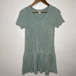 Caution to the Wind ribbed dress green and white